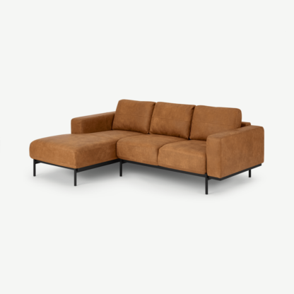 An Image of Jarrod Left Hand Facing Chaise End Corner Sofa, Outback Tan Leather