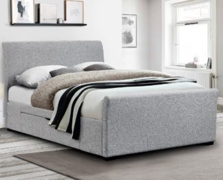 An Image of Capri Light Grey Fabric 2 Drawer Storage Sleigh Bed Frame - 5ft King Size