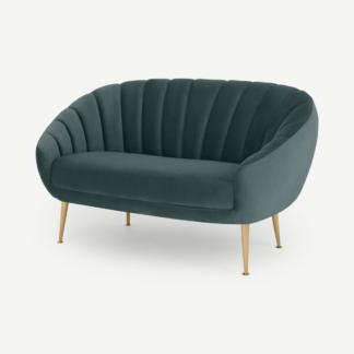 An Image of Primrose 2 Seater Sofa, Marine Green Velvet