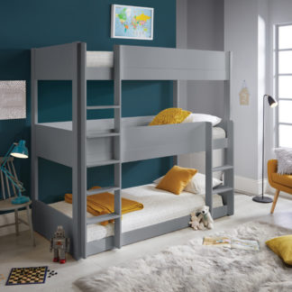 An Image of Snowdon Grey Wooden Triple Sleeper Bunk Bed Frame Only - 3ft Single