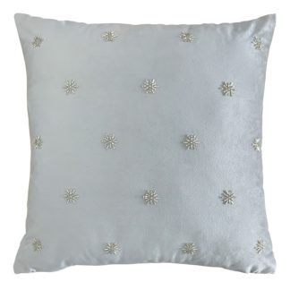 An Image of Velvet Beaded Star Cushion - 43x43cm - Grey