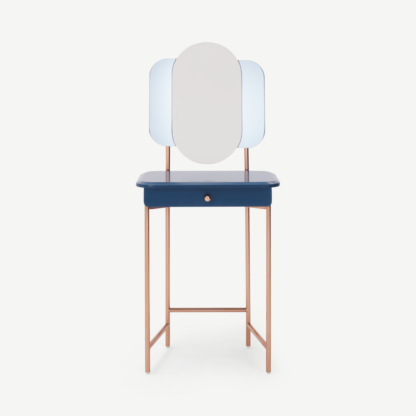 An Image of Maddie Dressing Table, Dark Blue and Copper