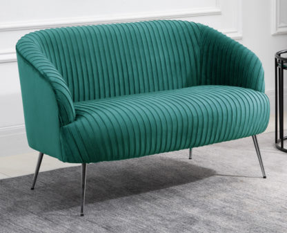 An Image of Layla Green Fabric 2 Seater Sofa