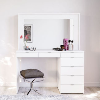 An Image of Chloe White Wooden 7 Drawer Dressing Table