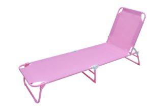 An Image of Argos Home Metal Folding Sun Lounger - Pink
