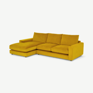 An Image of Arni Left Hand Facing Chaise End Sofa, Mustard Recycled Velvet