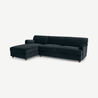 An Image of Orson Left Hand Facing Chaise End Sofa Bed, Velvet Midnight Grey