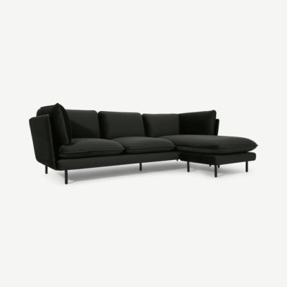 An Image of Wes 3 Seater Chaise End Corner Sofa, Mourne Grey Velvet