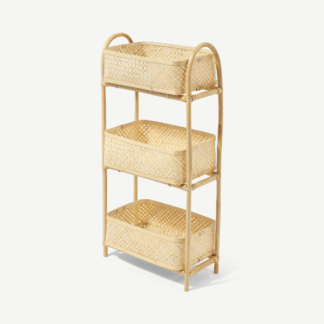 An Image of Babbo 3-Tier Storage Basket, Natural Rattan & Bamboo