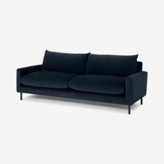 An Image of Russo 3 Seater Sofa, Navy Recycled Velvet