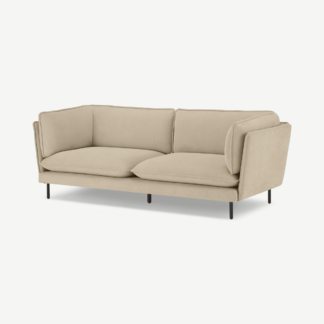 An Image of Wes 3 Seater Sofa, Stone Corduroy Velvet