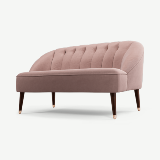 An Image of Margot 2 Seater Sofa, Pink Cotton Velvet, Dark Wood Copper Leg