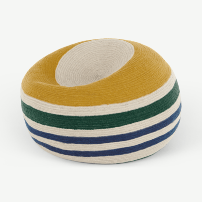 342fa0598313fcaed040aa22551430611b9d128a4f9b48a6d0b001c70a320728-1.png An Image of Layla Indoor/Outdoor Cocoon Bean Bag, Multi Striped Braided Weave