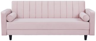 An Image of Habitat Panelled Clic Clac Velvet Sofa Bed - Pink