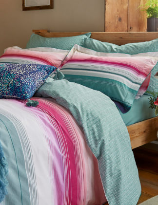 An Image of M&S Joules Pure Cotton Cotswold Stripe Bedding Set