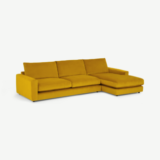 An Image of Arni Large Right Hand Facing Chaise End Sofa, Mustard Recycled Velvet