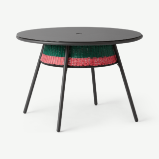 An Image of Yuri Garden Dining Table, Multi Woven Pink