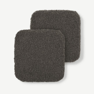 An Image of Mirny Set of 2 Boucle Seat Pads, 40 x 40 cm, Charcoal Grey