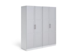 An Image of Habitat Munich 4 Door Framed Wardrobe - Grey