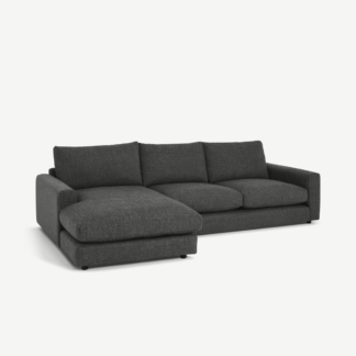 An Image of Arni Left Hand Facing Chaise End Corner Sofa, Slate Textured Weave