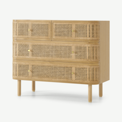 An Image of Ankhara Chest of Drawers, Rattan & Oak