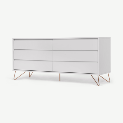 An Image of Elona Wide Chest Of Drawers, Grey & Copper