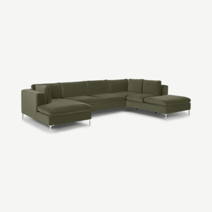 An Image of Monterosso Right Hand Facing Corner Sofa, Pistachio Green Velvet
