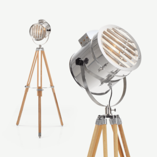 An Image of Alfred Tripod Floor Lamp, Natural Wood