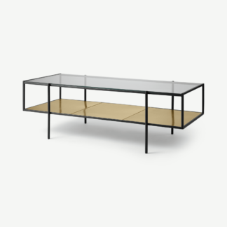 An Image of Cheney Coffee Table, Glass & Brass