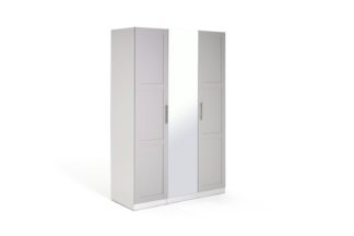 An Image of Habitat Munich 3 Door Mirror Framed Wardrobe - Grey