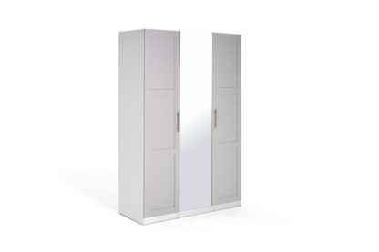 An Image of Habitat Munich 3 Door Mirror Framed Wardrobe - Grey