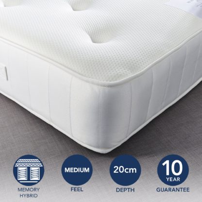 An Image of Fogarty Just Right Memory Foam Top Orthopaedic Open Coil Mattress White