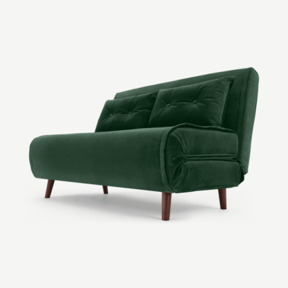 An Image of Haru Small Sofa bed, Moss Green Velvet