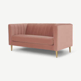 An Image of Amicie 2 Seater Sofa, Blush Pink Velvet