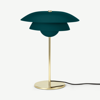 An Image of Brunswick Layered Table Lamp, Green & Brass