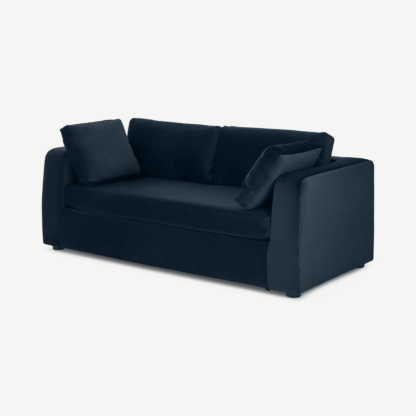 An Image of Mogen 3 Seat Sofa Bed, Sapphire Blue Velvet