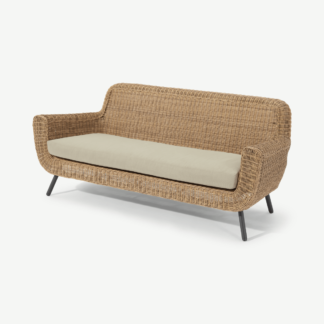 An Image of Jonah Garden 3 Seater Sofa, Natural Polyrattan
