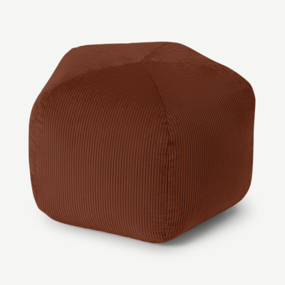 An Image of Pebble Pentagon Pouffe, Russet Corduroy Velvet