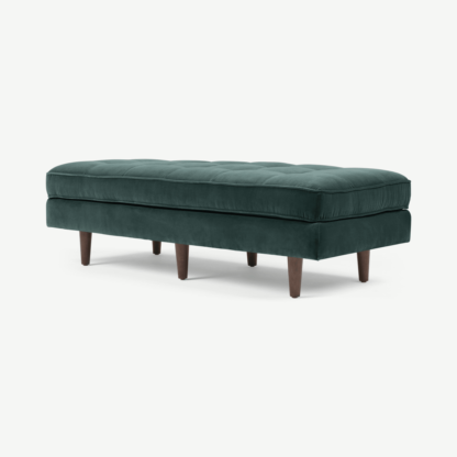 An Image of Scott Ottoman Bench, Petrol Cotton Velvet