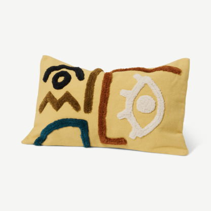 An Image of Azizi 100% Cotton Cushion, 40 x 55 cm, Yellow