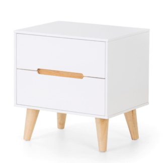 An Image of Alicia White and Oak 2 Drawer Wooden Bedside Table