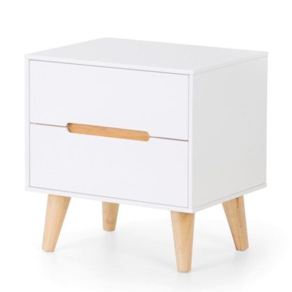 An Image of Alicia White and Oak 2 Drawer Wooden Bedside Table
