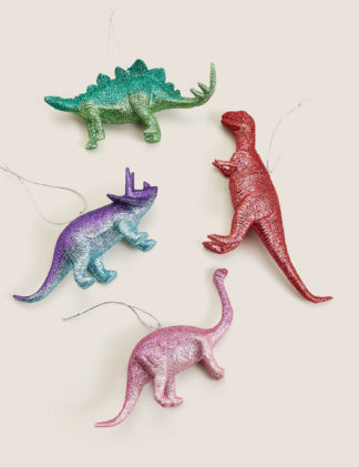 An Image of M&S 4 Pack Glitter Dinosaur Decorations