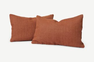An Image of Adra Set of 2 100% Linen Cushions, 35 x 55cm, Burnt Sienna
