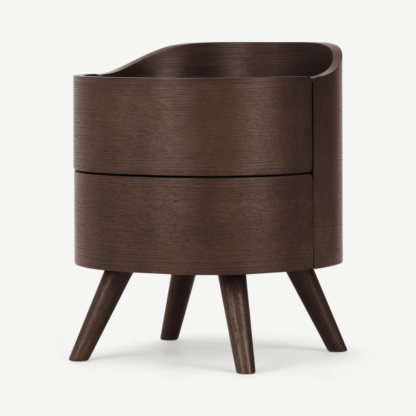 An Image of Odie 2 Drawer Bedside Table, Dark Stain Oak