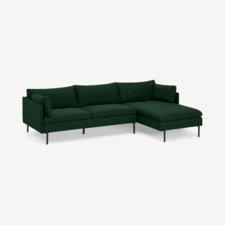 An Image of Zarina Right Hand Facing Chaise End Sofa, Forest Green Weave