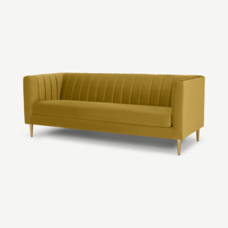 An Image of Amicie 3 Seater Sofa, Vintage Gold Velvet