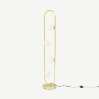 An Image of Remi Floor Lamp, Brushed Brass & Opal Glass