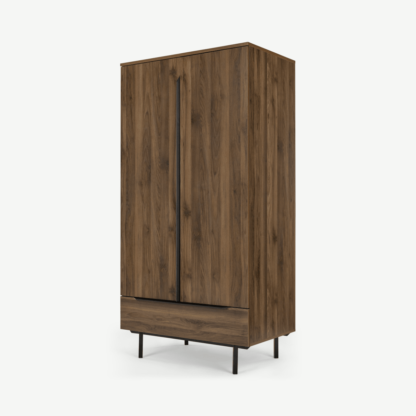 An Image of Damien Wardrobe, Walnut & Black