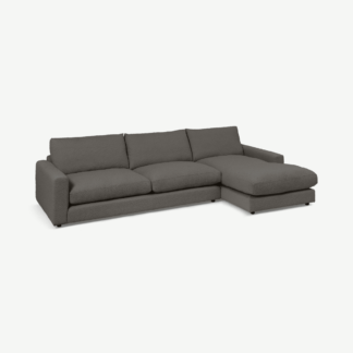 An Image of Arni Large Right Hand Facing Chaise End Sofa, Charcoal Grey Boucle